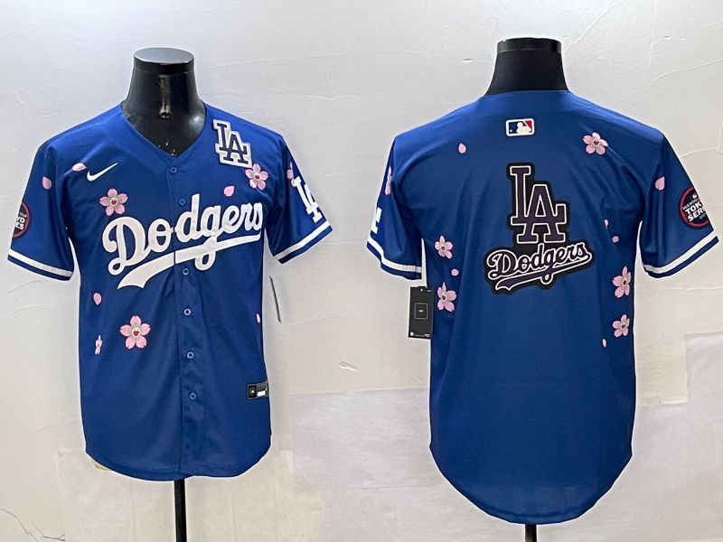Men Los Angeles Dodgers Blank Blue Sakura Edition 2025 Nike MLB Jersey style 23->los angeles dodgers->MLB Jersey